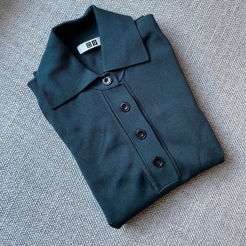 Uniqlo U Dark Green Knit Polo XS